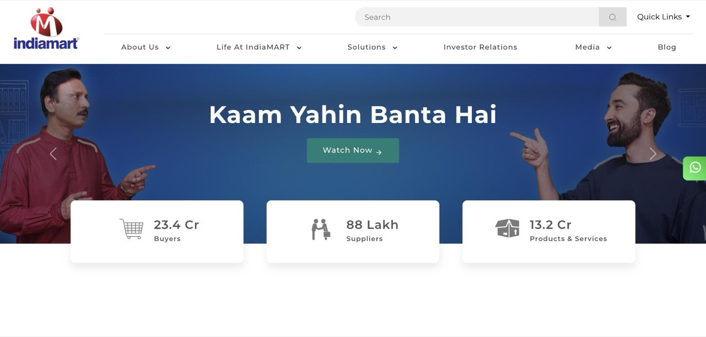 IndiaMART Corporate website